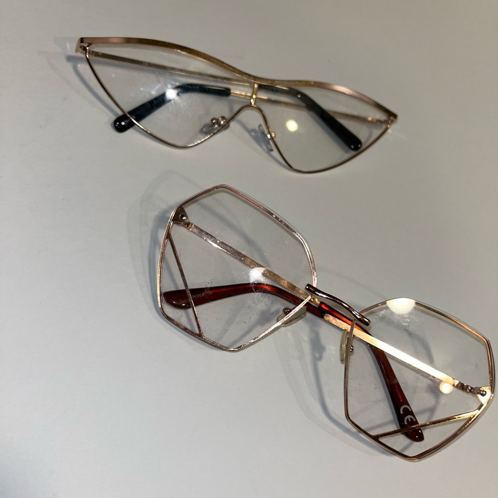SET OF 2 - Clear lens glasses with gold metal frames